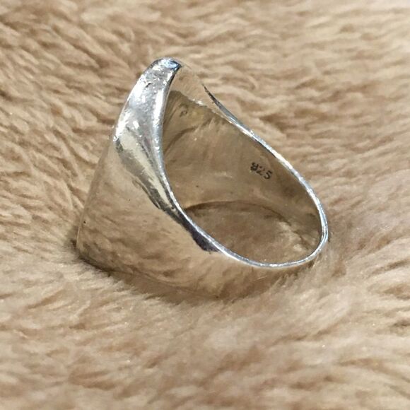 Vintage Mother of Pearl Sterling Silver Wide Band Cocktail Ring Sz 8 - Picture 5 of 8